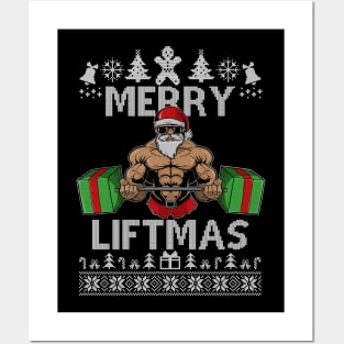 Merry Liftmas Christmas Xmas Fitmas Fitness Santa Holiday 5 Posters and Art